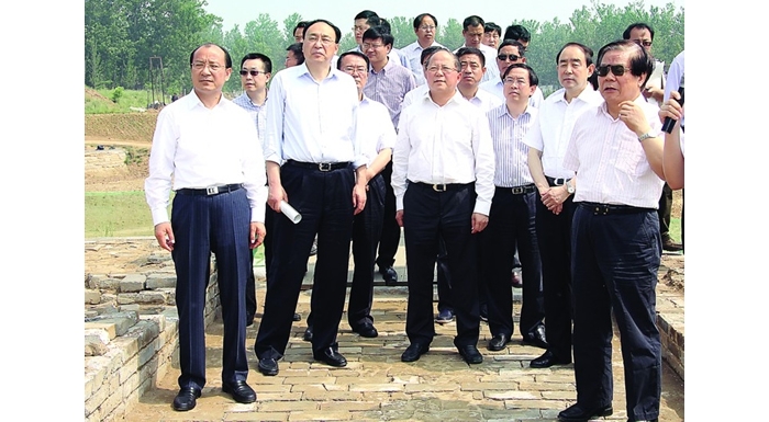 國家文化部部長蔡武、國家文物局局長勵小捷視察汶上縣南旺樞紐遺址保護(hù)和申遺工作